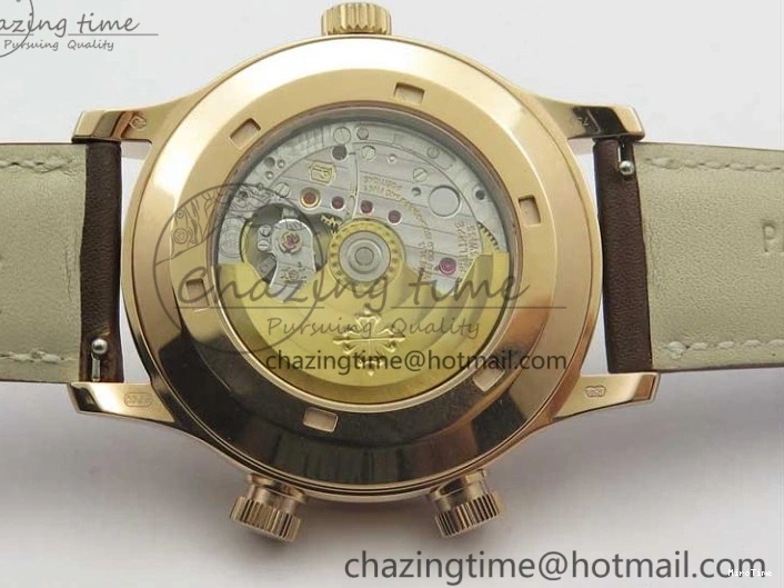 MIROTIME 0323 Calatrava 5524R Pilot Travel Time RG GRF Brown Dial on Brown Leather Strap MIYOTA TopPick 7155